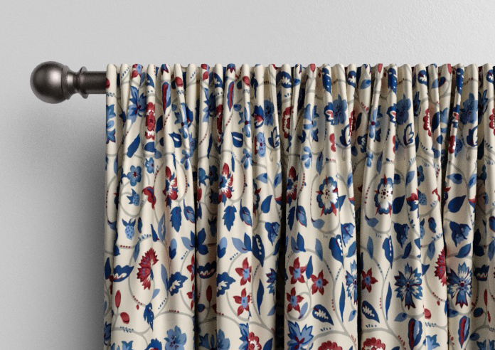 Land & Shore Esther, Blue Red - Made to Measure Curtains - Image 9
